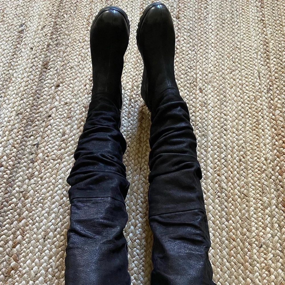 Prada black leather Knee High Boots Size‎ 35.5